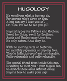 Hugs in a Can Hugology poem message, hug, best hug, teddybear message hug, best teddybear hug, unique gift, best gift hug